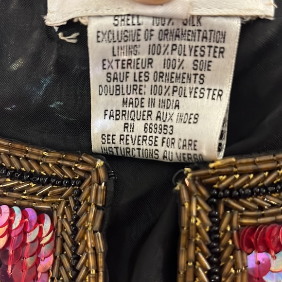 Hudson's Marshall Field's VINTAGE Silk hand sewn beaded sequin blazer medium - Picture 3 of 15